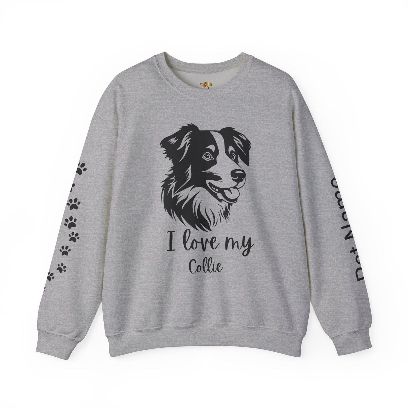 Collie Lover Sweatshirt, Pet's Name Personalized Gift Idea, Collie Dog Owner Apparel, Custom Dog Paw Print Jumper, Comfy Crewneck - NOTALIFY