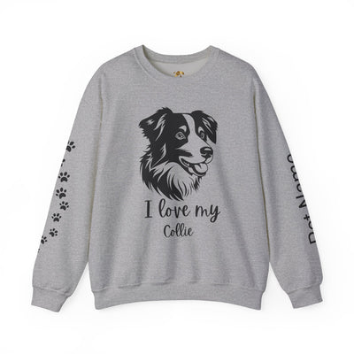 Collie Lover Sweatshirt, Pet's Name Personalized Gift Idea, Collie Dog Owner Apparel, Custom Dog Paw Print Jumper, Comfy Crewneck - NOTALIFY