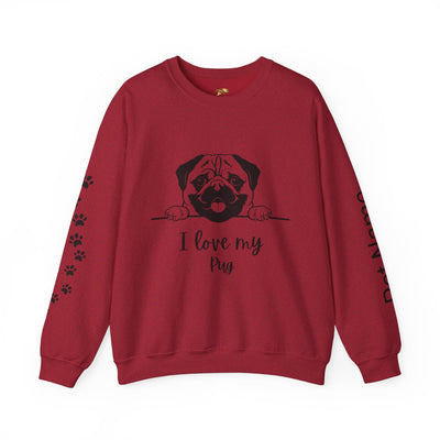 Pug Dog Lover Sweatshirt, Pet's Name Personalized Gift Idea, Pug Dog Owner Apparel, Custom Dog Paw Print Jumper, Comfy Crewneck - NOTALIFY
