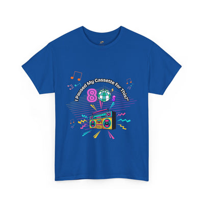 Retro Cassette Tape Unisex Heavy Cotton Tee, Vintage Music Lover Shirt, 80s Nostalgia Graphic Tee, Pause Cassette Player Shirt, Mixtape Fan - NOTALIFY