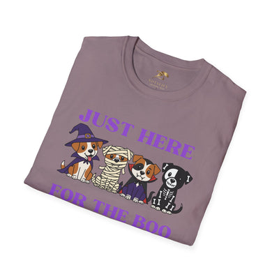 NOTALIFY Just Here for the Boo Dog Halloween TEE | Cute Puppy Costume | Soft Cotton | Fun Fall Outfit for Kids & Adults