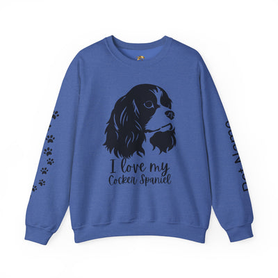 Cocker Spaniel Sweatshirt, Pet's Name Personalized Gift Idea, Cocker Spaniel Dog Owner Apparel, Custom Dog Paw Print Jumper, Comfy Crewneck - NOTALIFY