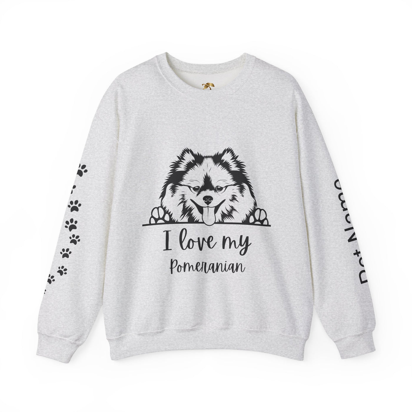 Pomeranian Lover Sweatshirt, Pet's Name Personalized Gift Idea, Pomeranian Dog Owner Apparel, Custom Dog Paw Print Jumper, Comfy Crewneck - NOTALIFY