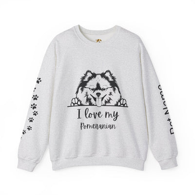 Pomeranian Lover Sweatshirt, Pet's Name Personalized Gift Idea, Pomeranian Dog Owner Apparel, Custom Dog Paw Print Jumper, Comfy Crewneck - NOTALIFY