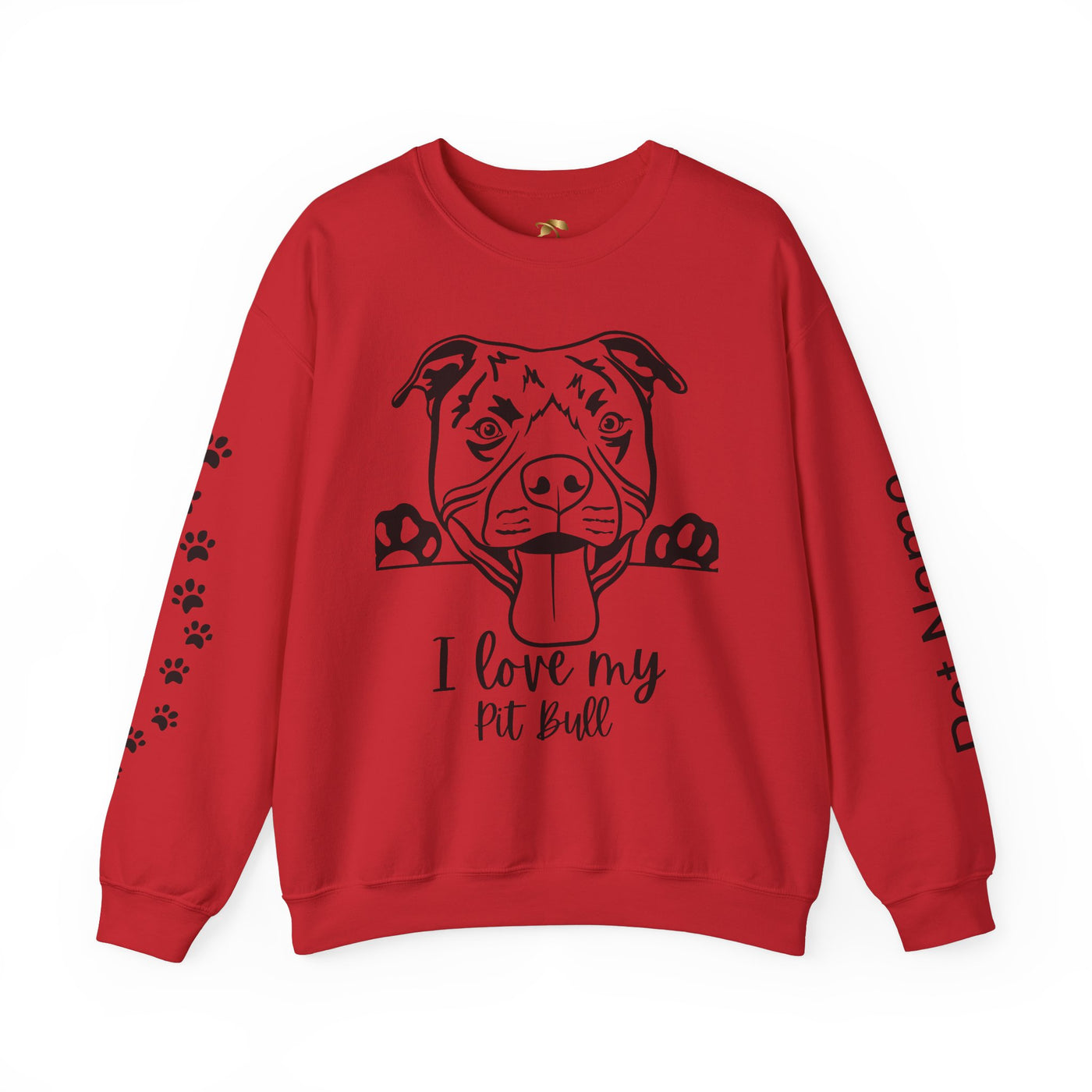 Pit Bull Lover Sweatshirt, Pet's Name Personalized Gift Idea, Pit Bull Dog Owner Apparel, Custom Dog Paw Print Jumper, Comfy Crewneck - NOTALIFY