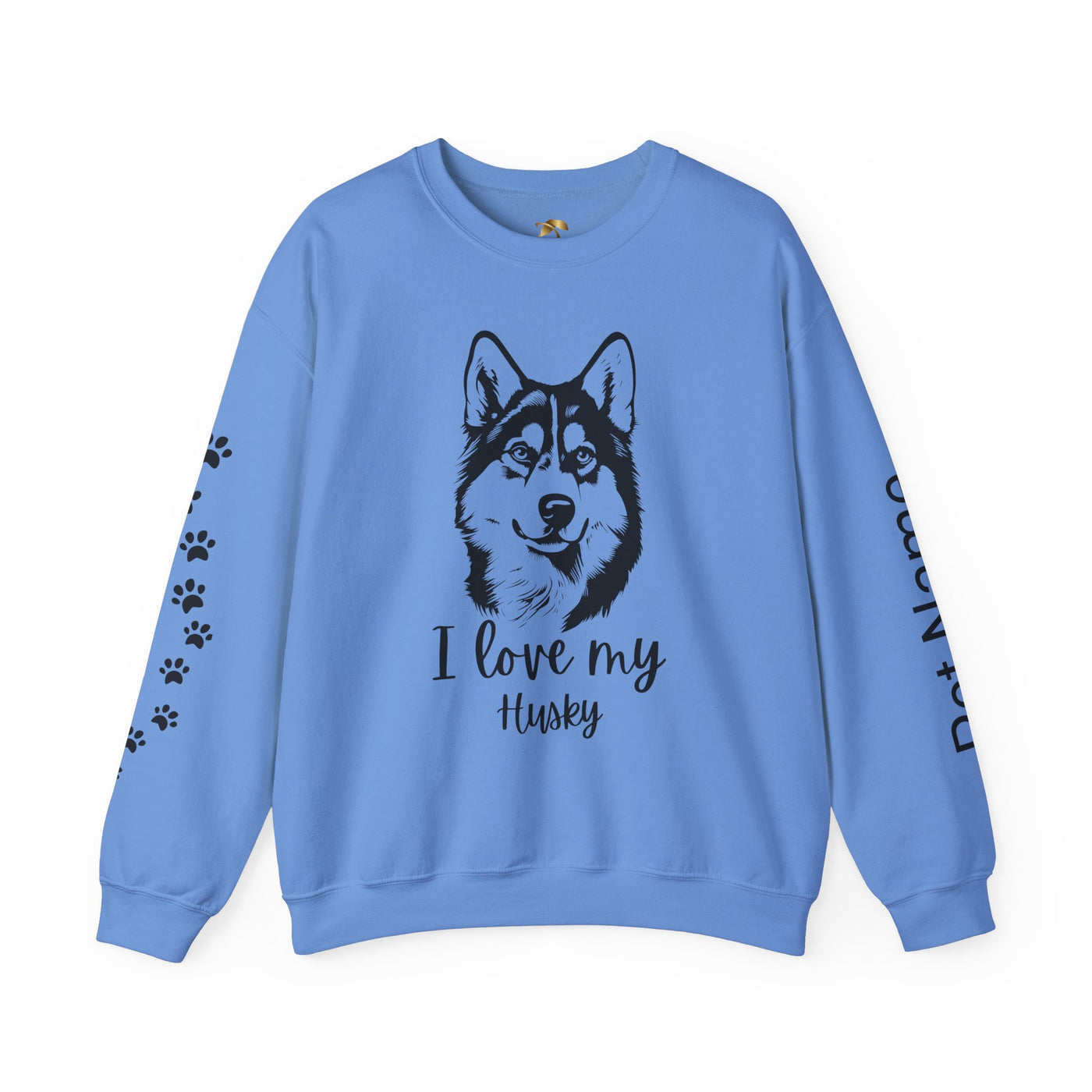 Husky Lover Sweatshirt, Pet's Name Personalized Gift Idea, Husky Dog Owner Apparel, Custom Dog Paw Print Jumper, Comfy Crewneck - NOTALIFY