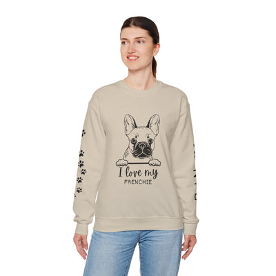 Frenchie Dog Lover Sweatshirt, Pet's Name Personalized Gift Idea, Frenchie Dog Owner Apparel, Custom Dog Paw Print Jumper, Comfy Crewneck
