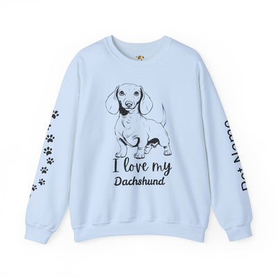 Dachshund Dog Lover Sweatshirt, Pet's Name Personalized Gift Idea, Dachshund Dog Owner Apparel, Custom Dog Paw Print Jumper, Comfy Crewneck - NOTALIFY