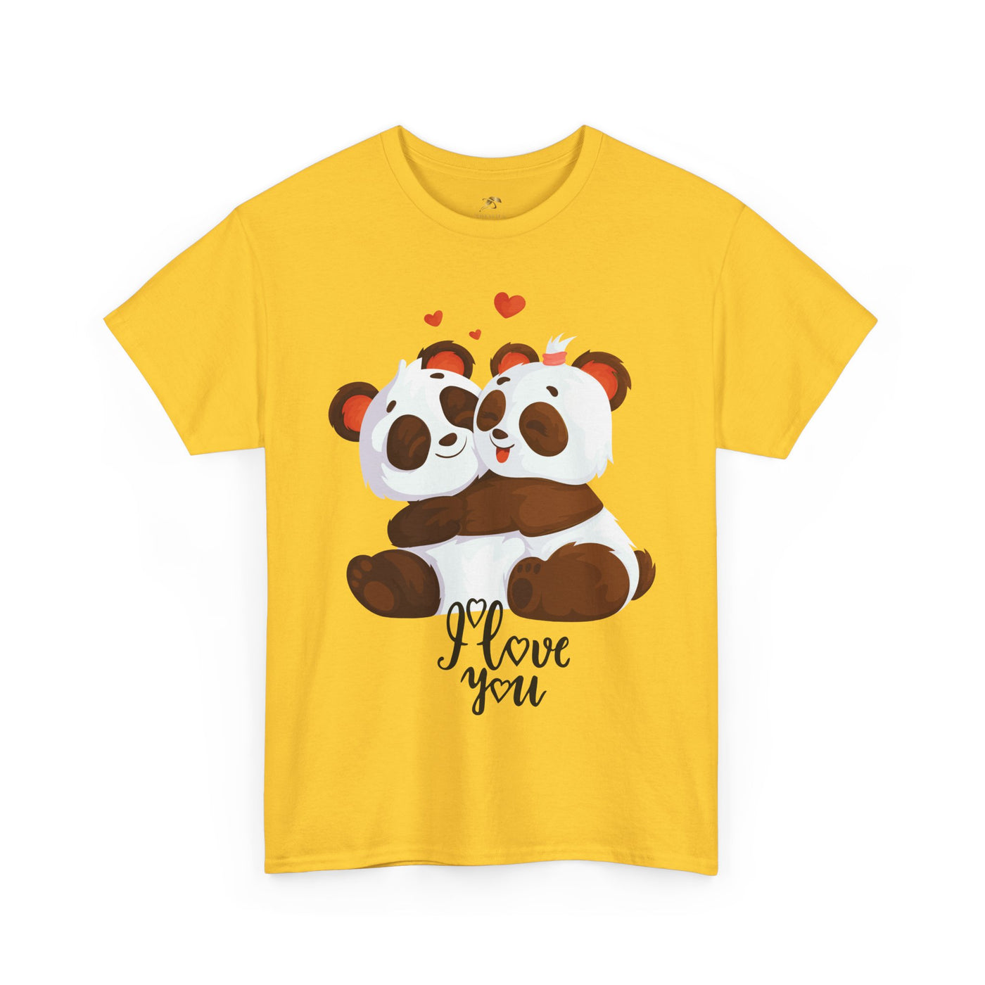 Romantic Panda Tee, Romantic Graphic T-shirt, two panda bears hugging each other with an I love you message - NOTALIFY