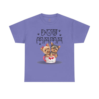 Dog Mama Unisex Tee with playful pup print, perfect for dog lovers and pet parents.