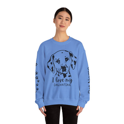 Damatian Dog Lover Sweatshirt, Pet's Name Personalized Gift Idea, Frenchie Dog Owner Apparel, Custom Dog Paw Print Jumper, Comfy Crewneck