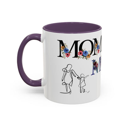 Mother's Day mug with floral design and names, ceramic coffee cup, gift for mom.