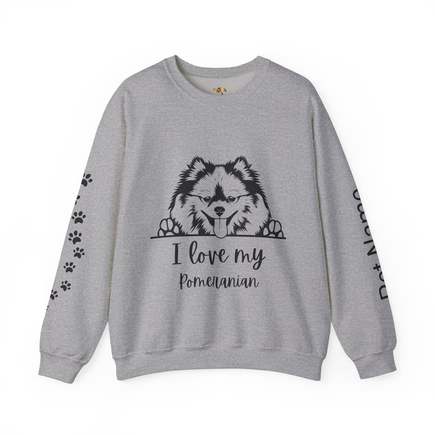 Pomeranian Lover Sweatshirt, Pet's Name Personalized Gift Idea, Pomeranian Dog Owner Apparel, Custom Dog Paw Print Jumper, Comfy Crewneck - NOTALIFY