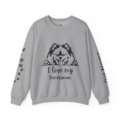 Pomeranian Lover Sweatshirt, Pet's Name Personalized Gift Idea, Pomeranian Dog Owner Apparel, Custom Dog Paw Print Jumper, Comfy Crewneck - NOTALIFY
