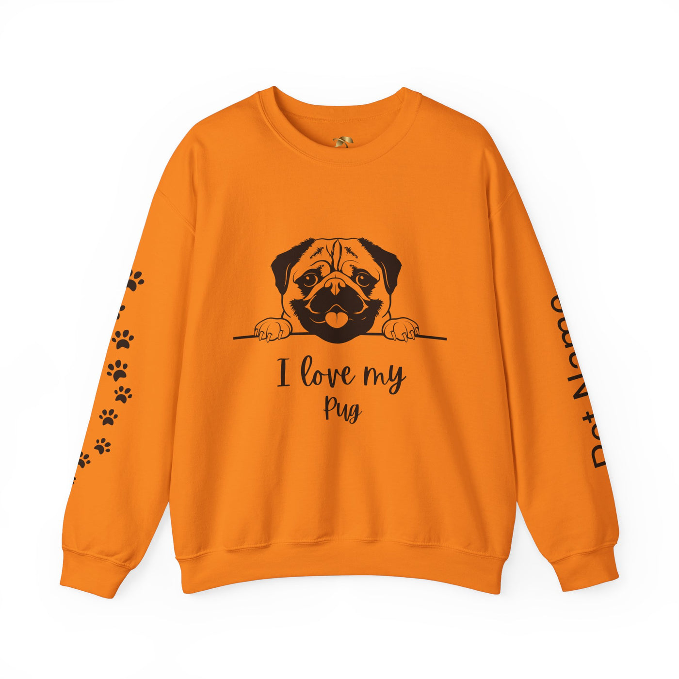 Pug Dog Lover Sweatshirt, Pet's Name Personalized Gift Idea, Pug Dog Owner Apparel, Custom Dog Paw Print Jumper, Comfy Crewneck - NOTALIFY