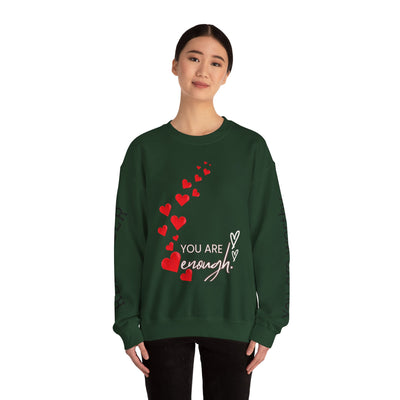 You are Enough Hearts Love Sweatshirt - Unisex Heavy Blend Crewneck, Gift for Him Her, Ultimate Comfort, Every Season, Unisex Sweatshirt - NOTALIFY