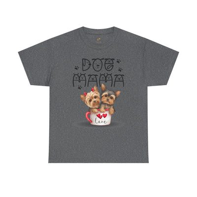 Dog Mama Unisex Tee with playful animal print design, perfect gift for dog lovers.