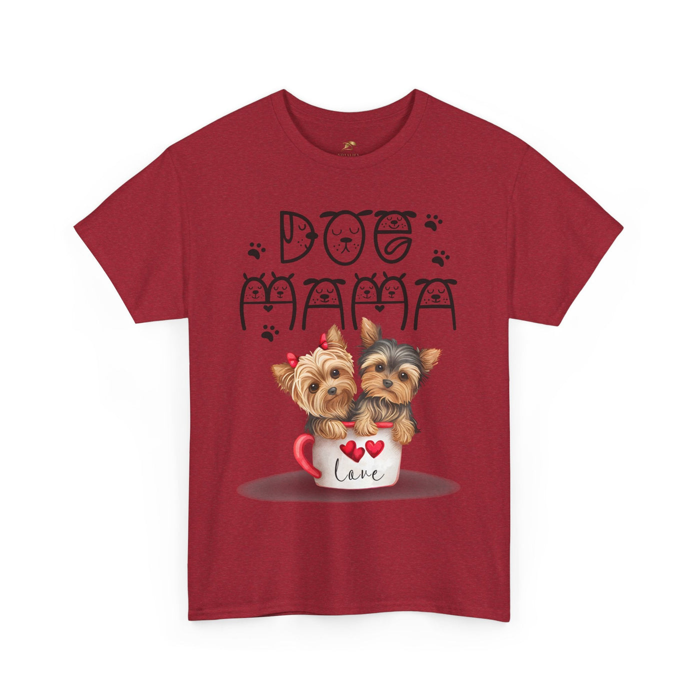 Dog Mama Unisex Tee with playful dog print, perfect for pet parents and dog lovers.