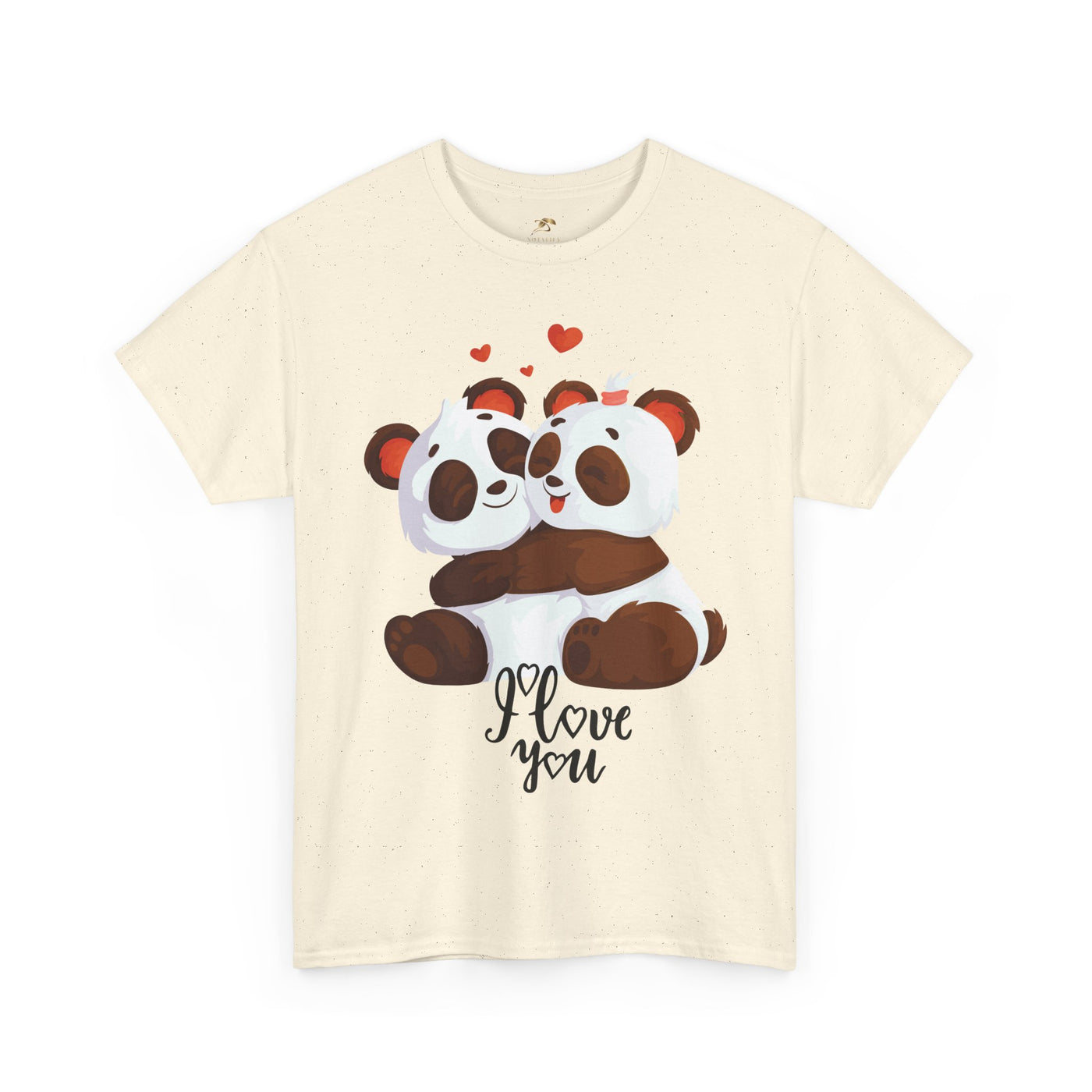 Romantic Panda Tee, Romantic Graphic T-shirt, two panda bears hugging each other with an I love you message - NOTALIFY