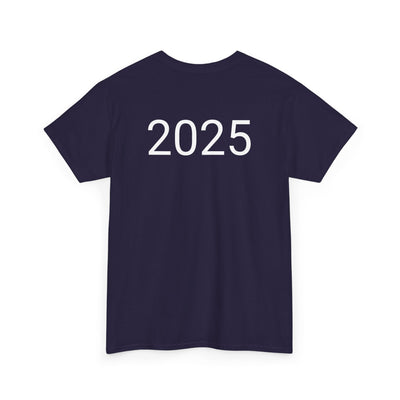 Astronaut Space Vibes Tee with galaxy graphic and 2025 on the back, perfect for space enthusiasts.