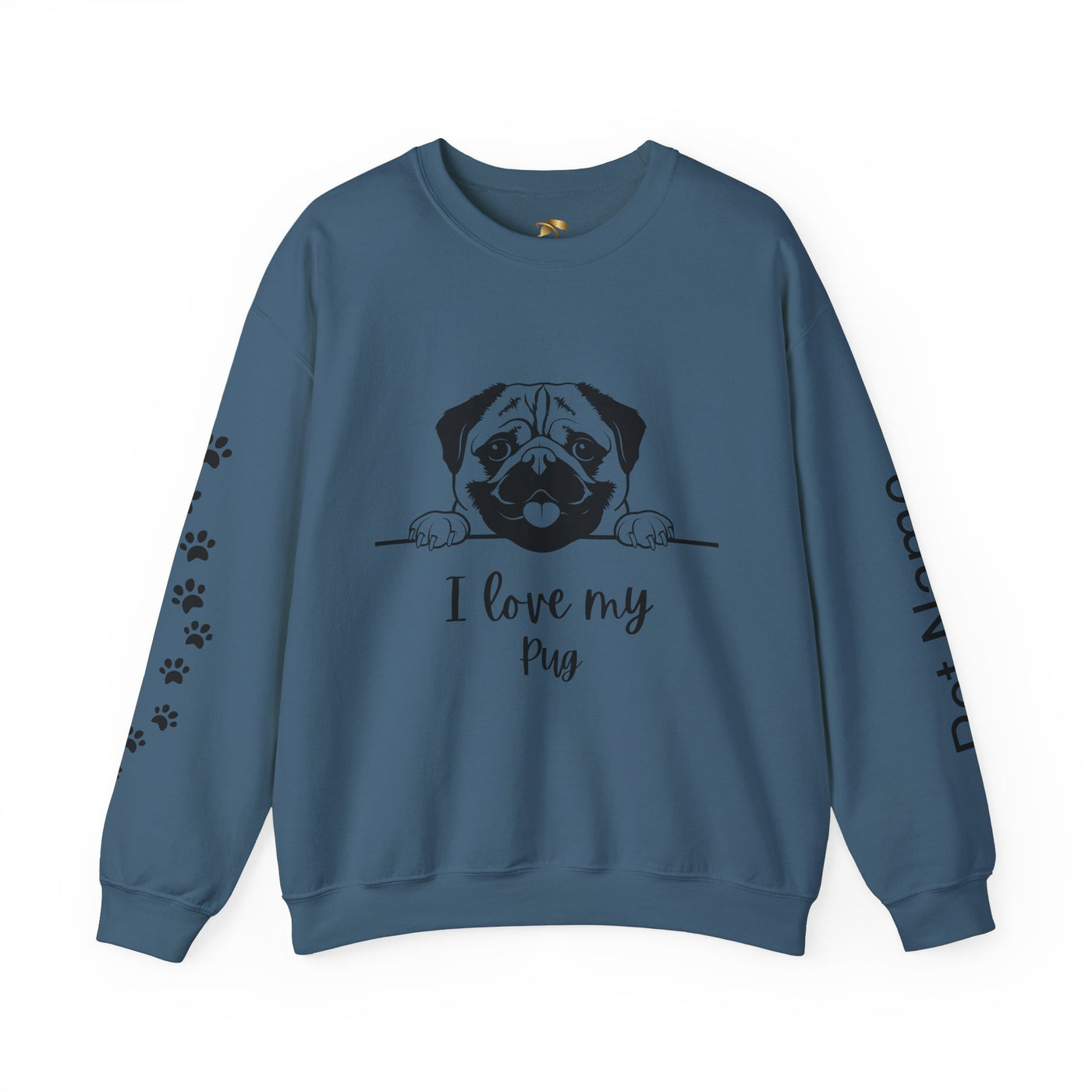 Pug Dog Lover Sweatshirt, Pet's Name Personalized Gift Idea, Pug Dog Owner Apparel, Custom Dog Paw Print Jumper, Comfy Crewneck - NOTALIFY