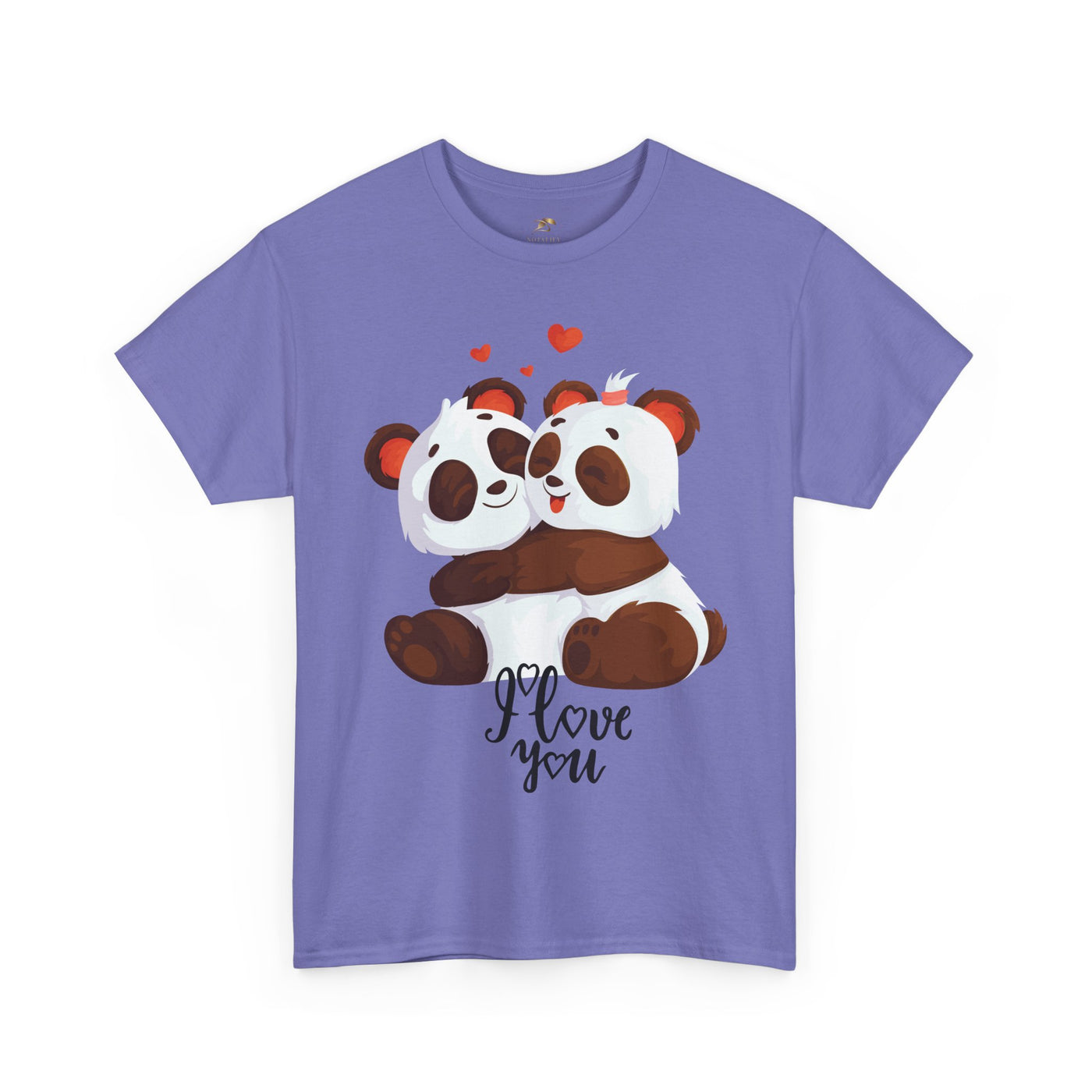 Romantic Panda Tee, Romantic Graphic T-shirt, two panda bears hugging each other with an I love you message - NOTALIFY