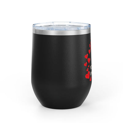 12oz stainless steel insulated positive affirmation wine tumbler with a leak-proof lid and heart design.