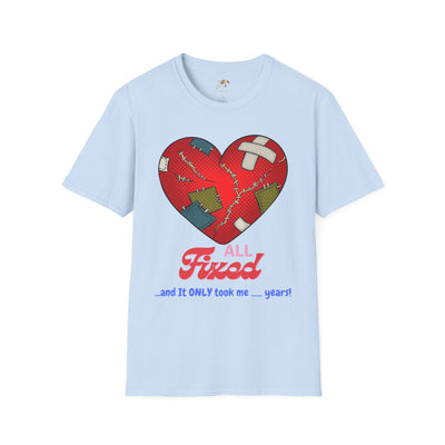 Unisex T-shirt featuring a fixed heart design for couples, perfect Valentine's Day gift.