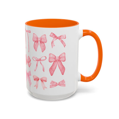 Personalized coquette bow accent coffee mug for Mother's Day, 11oz or 15oz, vibrant design.