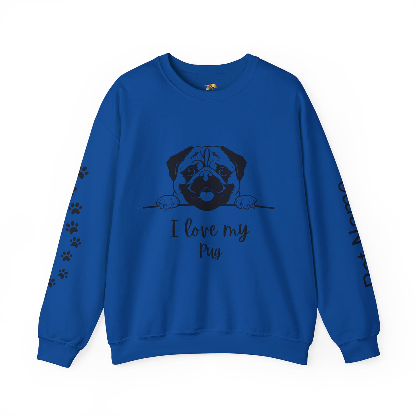 Pug Dog Lover Sweatshirt, Pet's Name Personalized Gift Idea, Pug Dog Owner Apparel, Custom Dog Paw Print Jumper, Comfy Crewneck - NOTALIFY