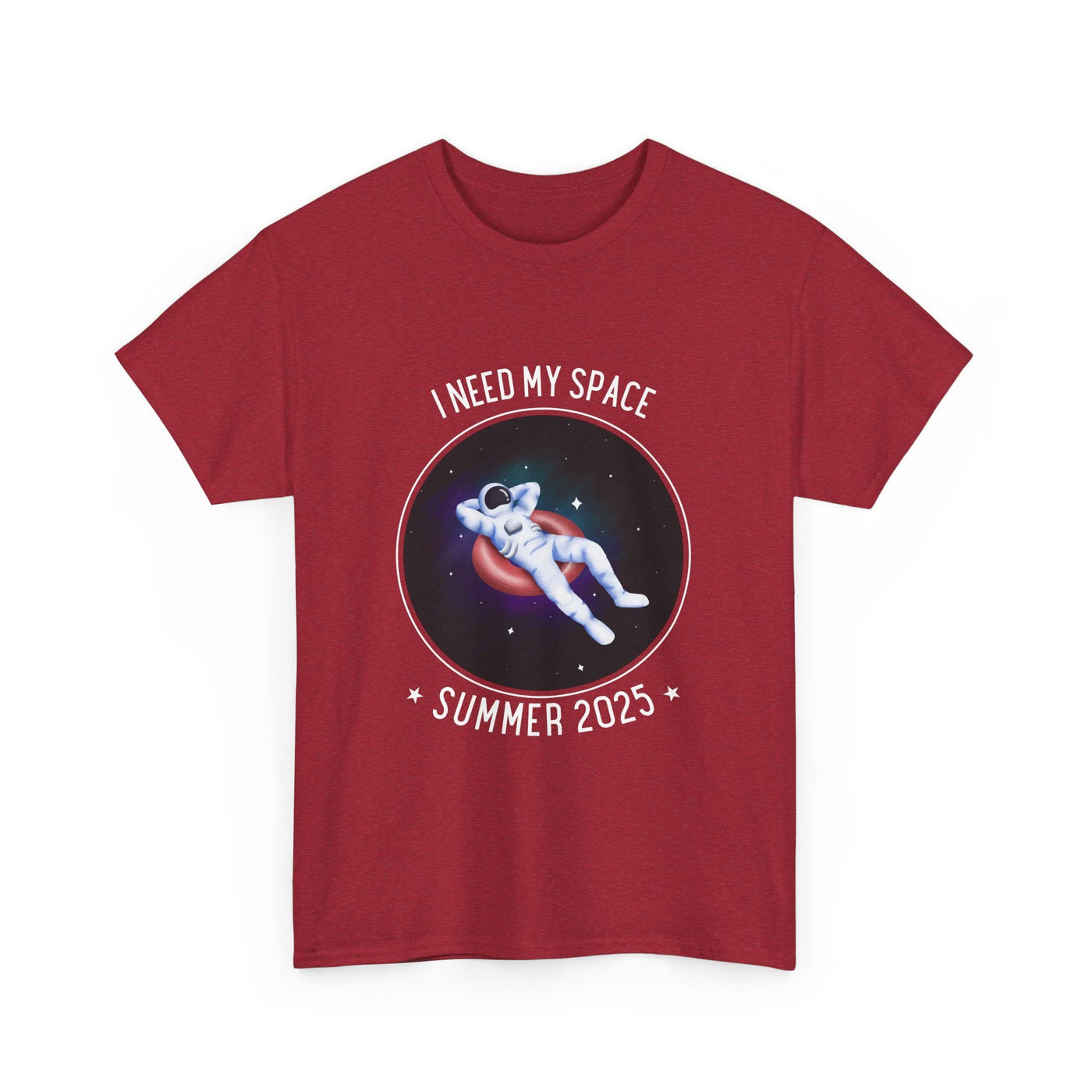 Astronaut Space Vibes Tee with galaxy graphic and "I Need My Space" text, red color.