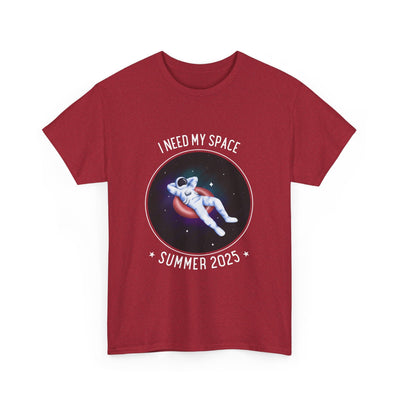 Astronaut Space Vibes Tee with galaxy graphic and "I Need My Space" text, red color.