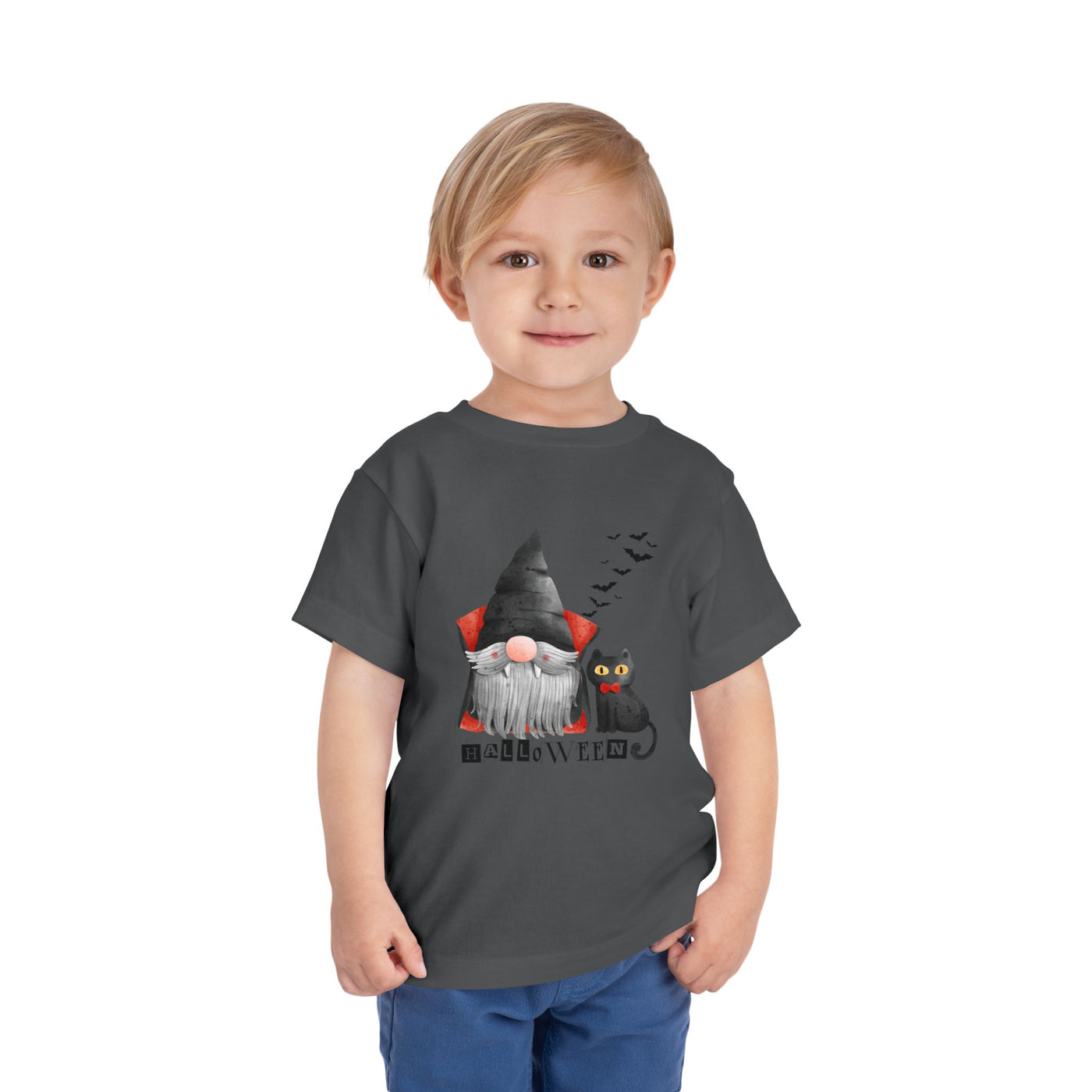 NOTALIFY Boo Halloween Gnome-CAT Toddler T-Shirt | Cute Fall Tee with Candy Bucket | Soft Cotton Short Sleeve | Spooky Outfit
