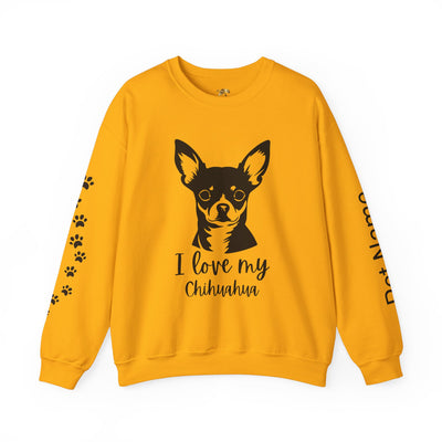 Chihuahua Lover Sweatshirt, Pet's Name Personalized Gift Idea, Chihuahua Dog Owner Apparel, Custom Dog Paw Print Jumper, Comfy Crewneck - NOTALIFY