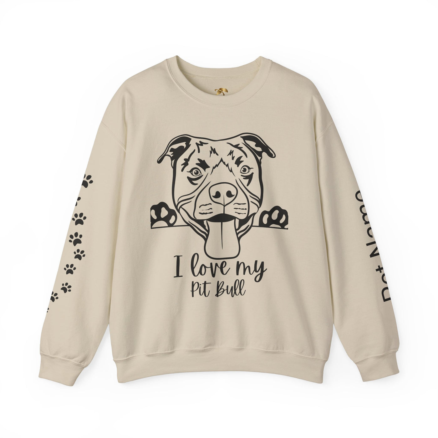 Pit Bull Lover Sweatshirt, Pet's Name Personalized Gift Idea, Pit Bull Dog Owner Apparel, Custom Dog Paw Print Jumper, Comfy Crewneck - NOTALIFY