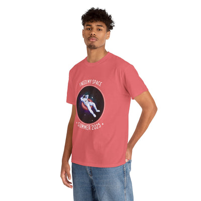 Astronaut Space Vibes Tee with galaxy graphic on red shirt.