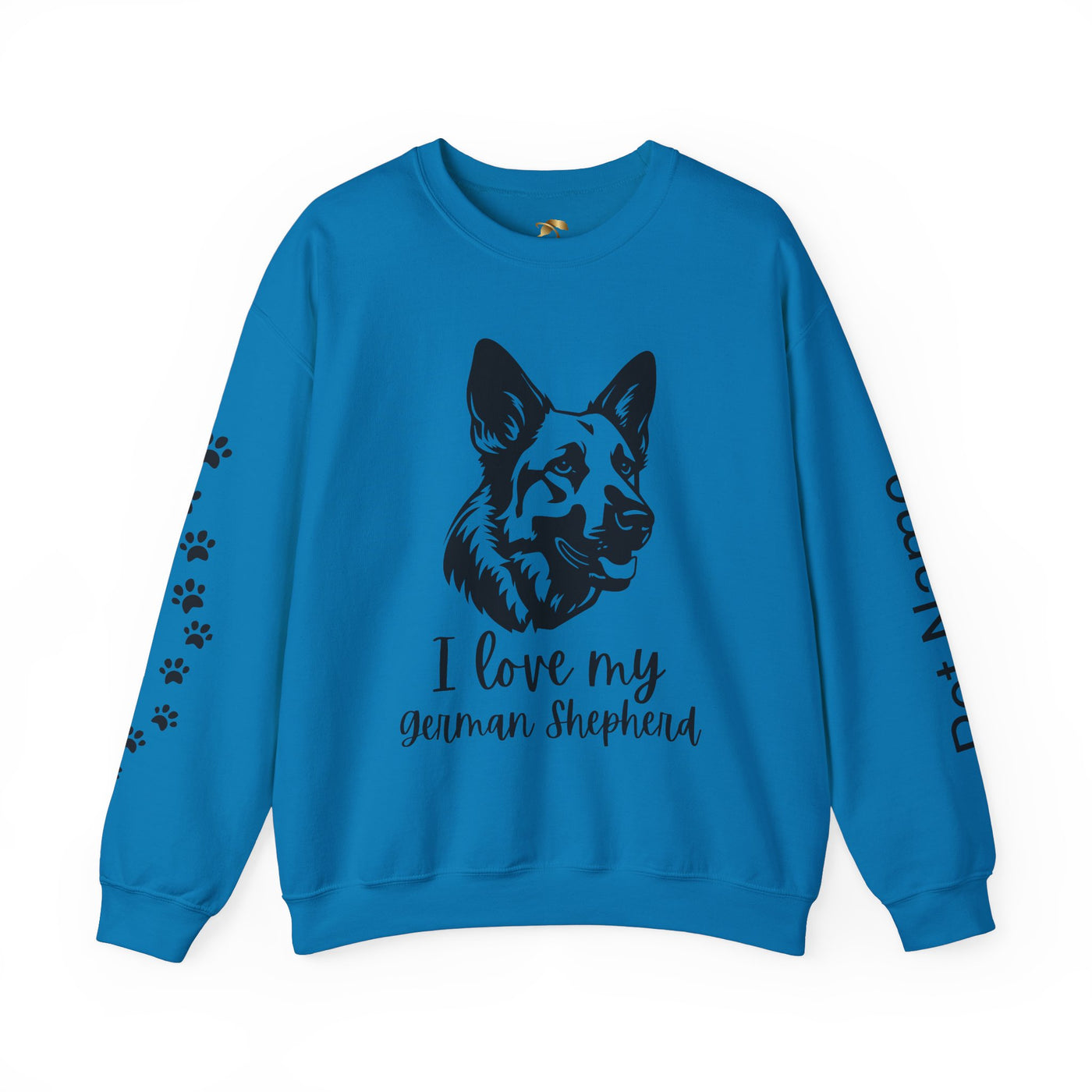 German Shepherd Lover Sweatshirt, Pet's Name Personalized, German Shepherd Dog Owner Apparel, Custom Dog Paw Print Jumper, Comfy Crewneck - NOTALIFY