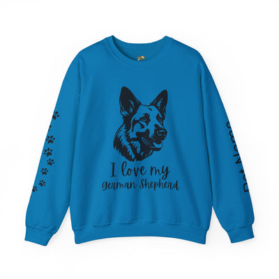 German Shepherd Lover Sweatshirt, Pet's Name Personalized, German Shepherd Dog Owner Apparel, Custom Dog Paw Print Jumper, Comfy Crewneck - NOTALIFY