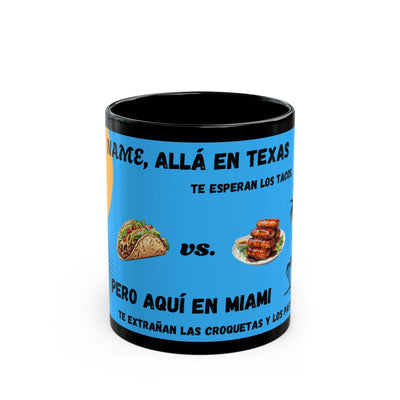 PERSONALIZED Fun Black Mug, Texas vs Miami Theme, Perfect Gift for Cof