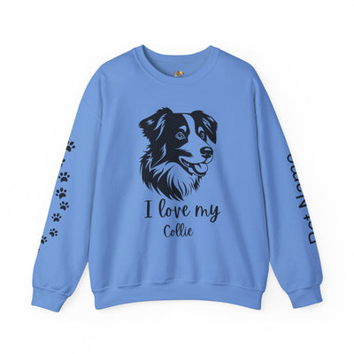Collie Lover Sweatshirt, Pet's Name Personalized Gift Idea, Collie Dog Owner Apparel, Custom Dog Paw Print Jumper, Comfy Crewneck - NOTALIFY
