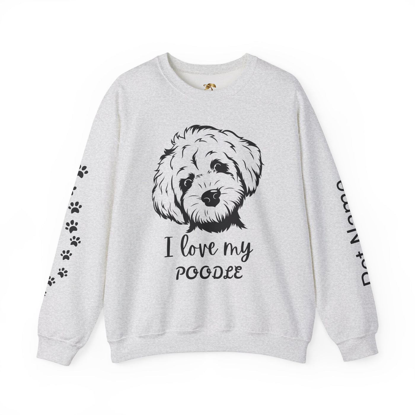 Poodle Dog Lover Sweatshirt, Pet's Name Personalized Gift Idea, Poodle Dog Owner Apparel, Custom Dog Paw Print Jumper, Comfy Crewneck - NOTALIFY
