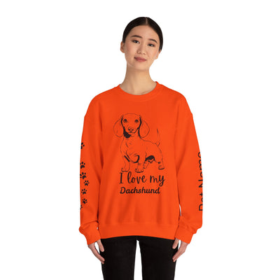 Dachshund Dog Lover Sweatshirt, Pet's Name Personalized Gift Idea, Dachshund Dog Owner Apparel, Custom Dog Paw Print Jumper, Comfy Crewneck - NOTALIFY