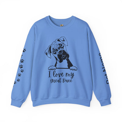 Great Dane Lover Sweatshirt, Pet's Name Personalized Gift Idea, Great Dane Dog Owner Apparel, Custom Dog Paw Print Jumper, Comfy Crewneck - NOTALIFY