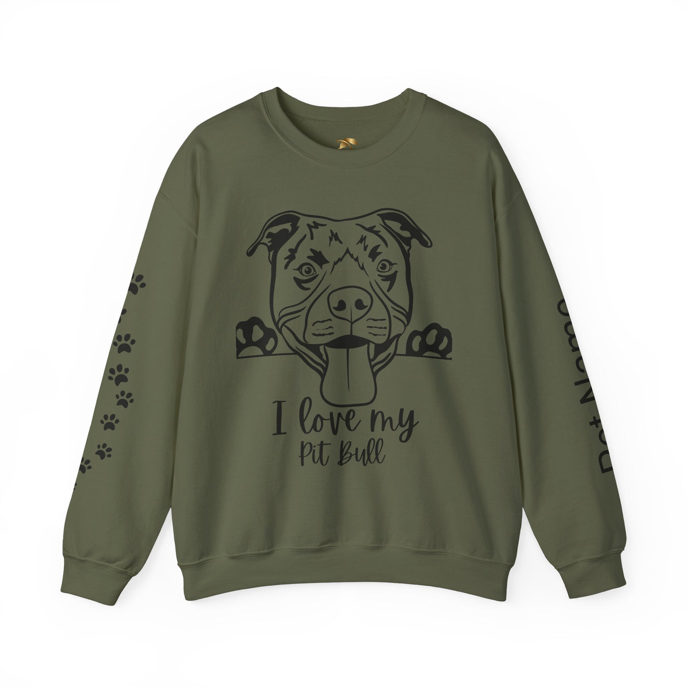 Pit Bull Lover Sweatshirt, Pet's Name Personalized Gift Idea, Pit Bull Dog Owner Apparel, Custom Dog Paw Print Jumper, Comfy Crewneck - NOTALIFY