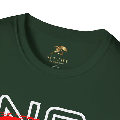 Dark green unisex No Fear No Limits motivational graphic t-shirt with crew neckline, made from 100% ring-spun cotton.