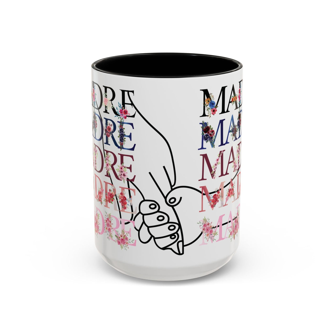 Mother's Day Mug, Accent Coffee Cup with Flowers and Names, Gift for M