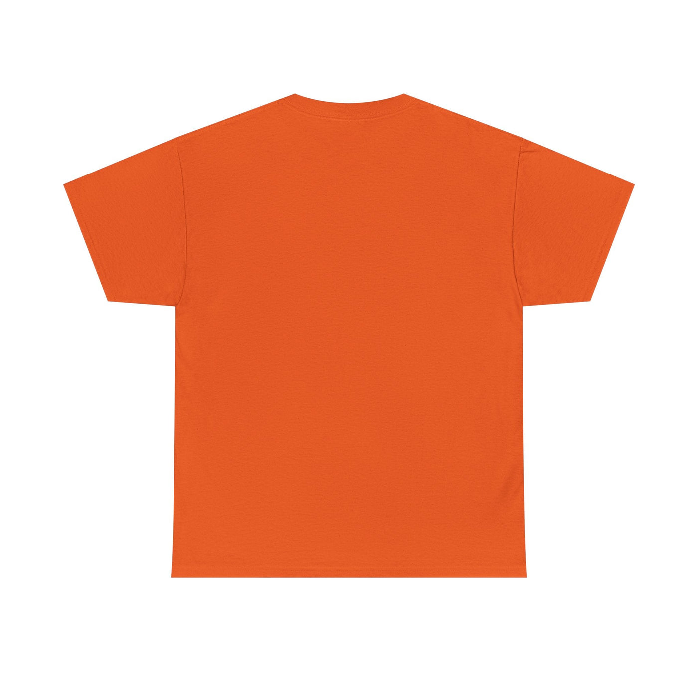 Orange unisex T-shirt, back view, featuring retro style.