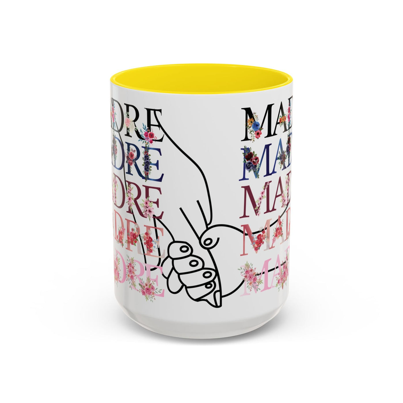 Mother's Day Mug, Accent Coffee Cup with Flowers and Names, Gift for M