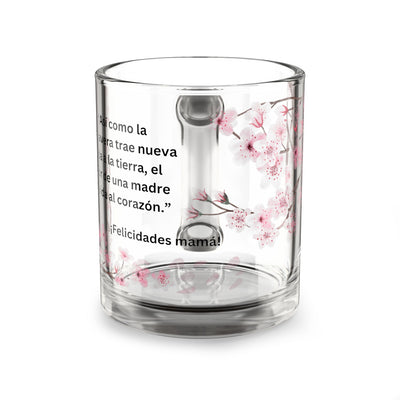 Floral Glass Mug with inspirational quote and pink floral design, 10oz, ideal Mother's Day gift.