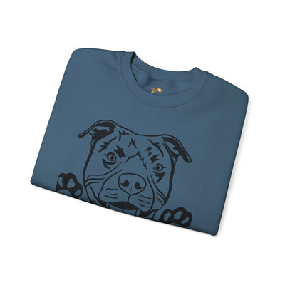 Pit Bull Lover Sweatshirt, Pet's Name Personalized Gift Idea, Pit Bull Dog Owner Apparel, Custom Dog Paw Print Jumper, Comfy Crewneck - NOTALIFY